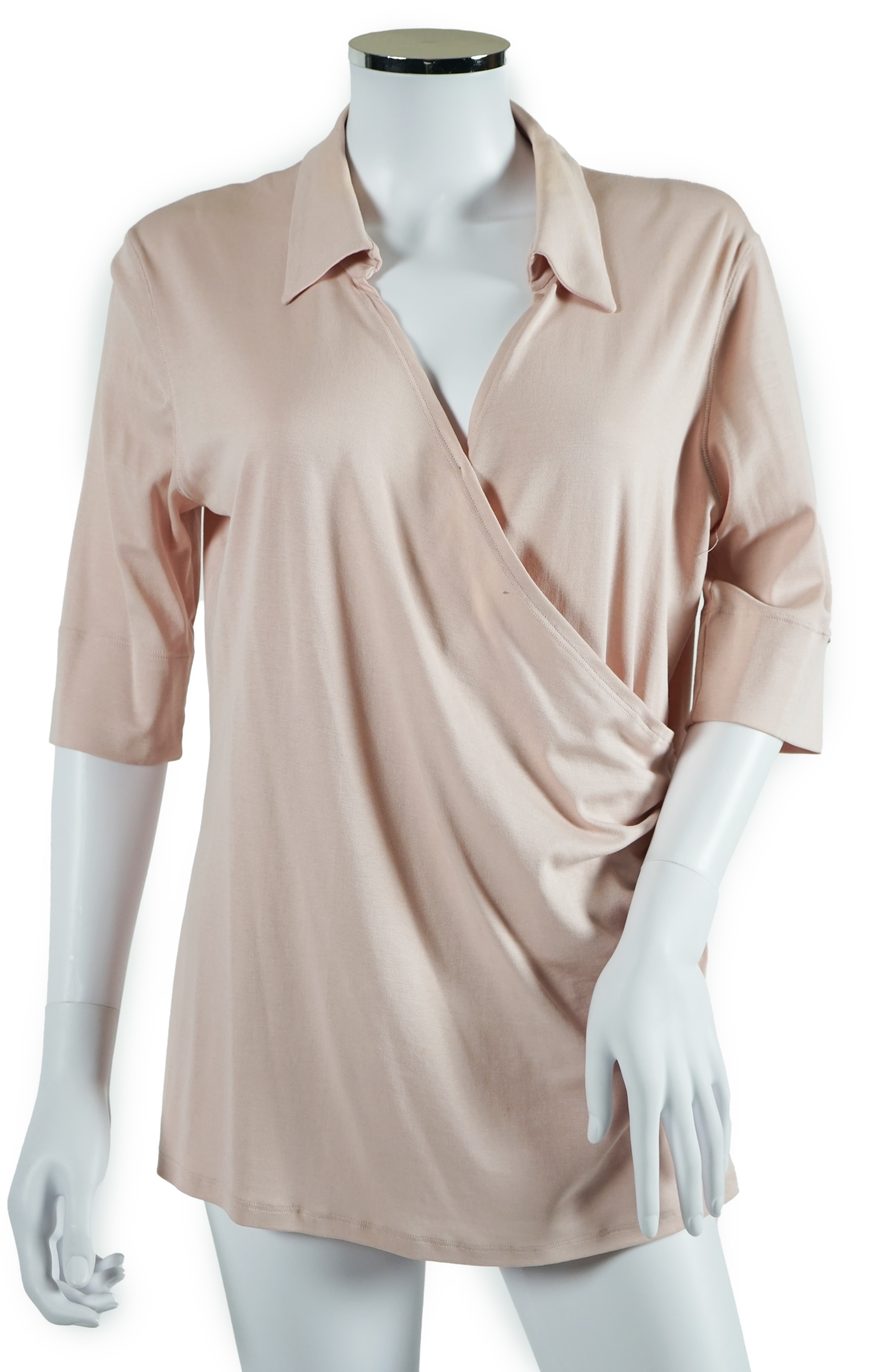 A Marc Caine lady's faux suede coat and three tops. Approx sizes 14-16 Proceeds to Happy Paws Puppy Rescue